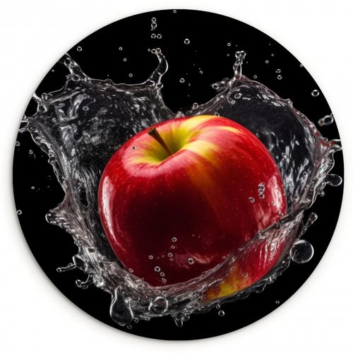 Quadro rotondo - Mela - Rosso - Acqua - Nero - Frutta