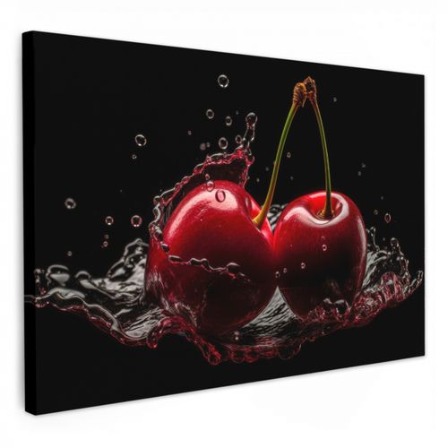 Dipinti su tela - Ciliegia - Rosso - Frutta - Acqua - Nero