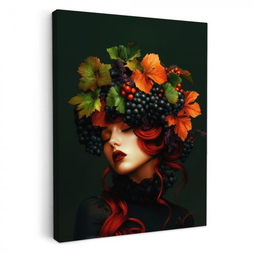 Dipinti su tela - Donna - Rosso - Verde - Uva