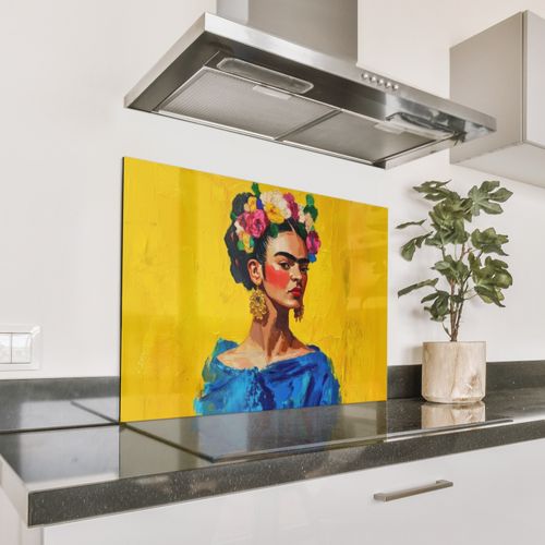 Parafango in alluminio - Frida Kahlo - Donna - Giallo - Blu - Fiori