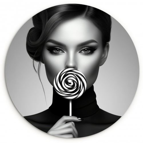 Quadro rotondo - Donna - Lolly - Nero