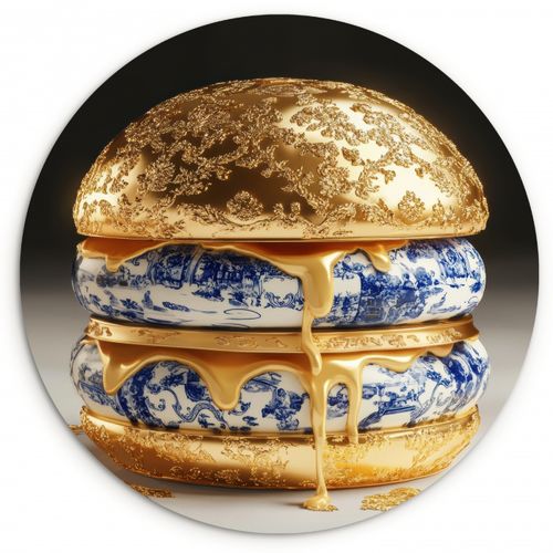 Quadro rotondo - Blu Delft - Oro - Cittadino