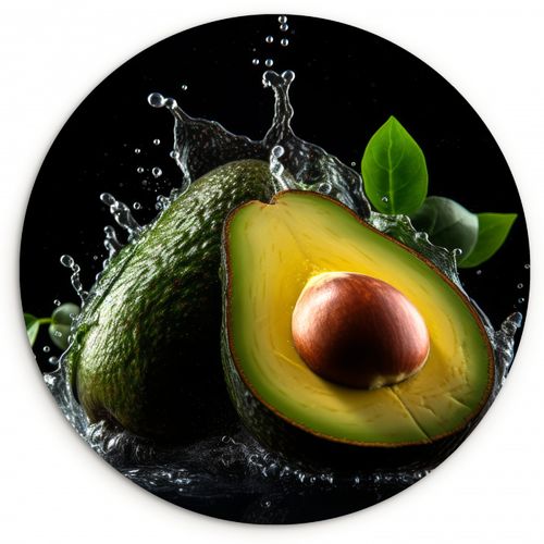 Quadro rotondo - Avocado - Verdura - Foglia - Acqua - Nero - Verde