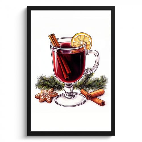 KitchenYeah - Cucina - Cornice per foto - Vino - Bere - Gluhwein - Inverno - Illustrazione - Natale