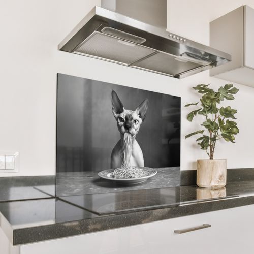 Parafango in alluminio - Sphynx - Gatto - Animali - Umorismo - Spaghetti - Bianco e nero
