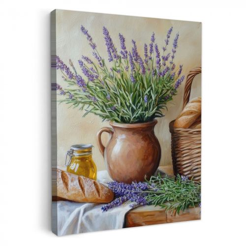 Dipinti su tela - Lavanda - Pane - Natura morta