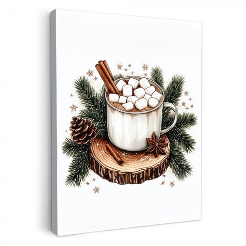 Dipinti su tela - Inverno - Legno - Cioccolato al latte - Bevanda - Natale