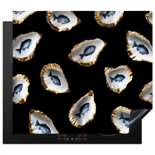 Protezione piano induzione - Ostriche - Pesce - Blu - Oro