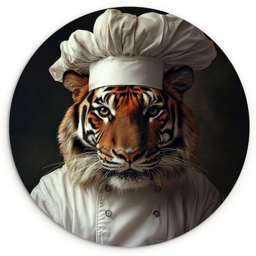 Quadro rotondo - Tiger - Abbigliamento da cuoco - Marrone