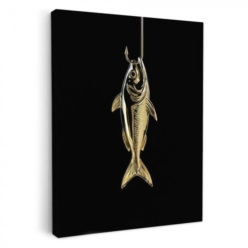 Dipinti su tela - Oro - Pesce - Gancio - Nero