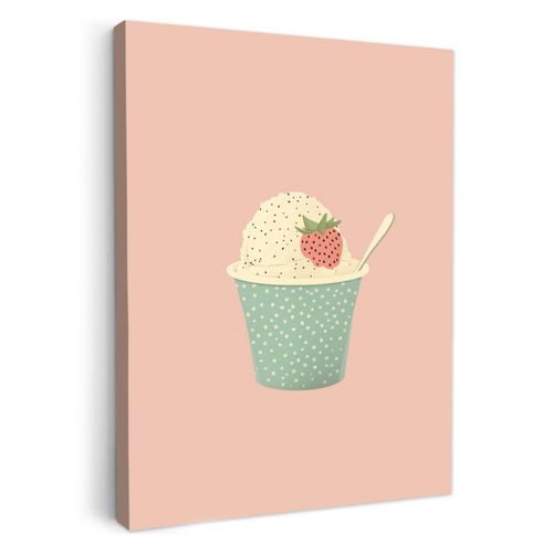 Dipinti su tela - Vassoio - Gelato - Fragola - Rosa
