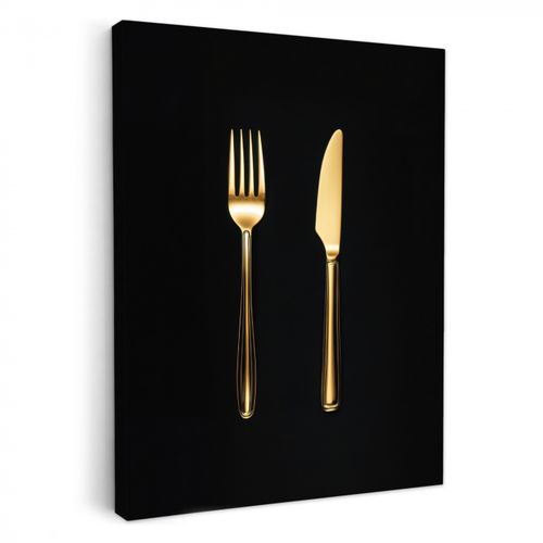 Dipinti su tela - Posate - Oro - Coltello - Forchetta
