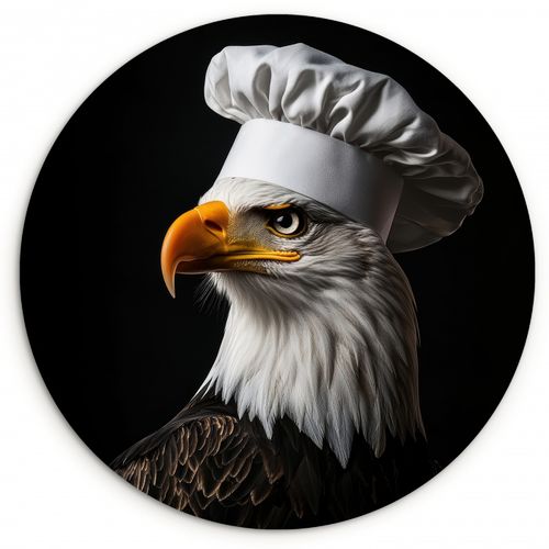 Quadro rotondo - Aquila - America - Cappello da cuoco - Uccello - Robusto