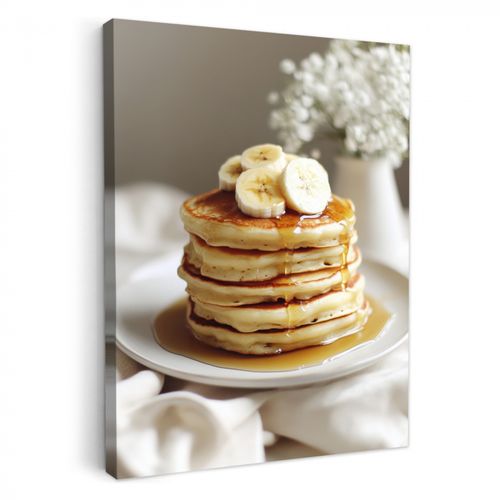 Dipinti su tela - Pancake - Banana - Sciroppo - Bianco - Beige