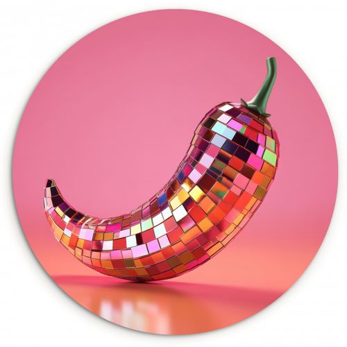 Quadro rotondo - Pepe - Disco - Rosso - Glitter