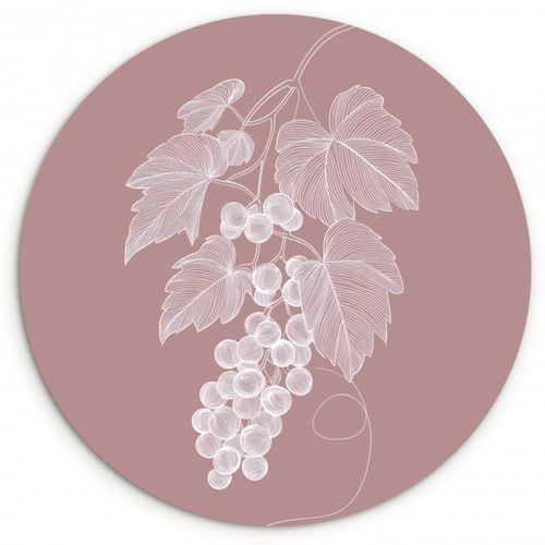 Quadro rotondo - Traliccio - Uva - Illustrazione - Foglie