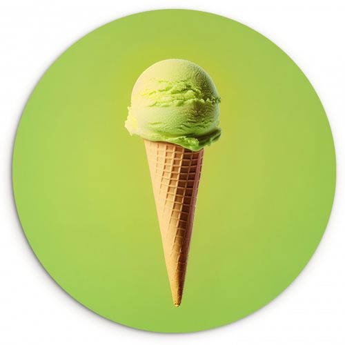 Quadro rotondo - Corno - Paletta per gelato - Verde