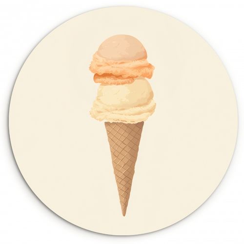 Quadro rotondo - Minimalista - Paletta per gelato - Corno - Beige