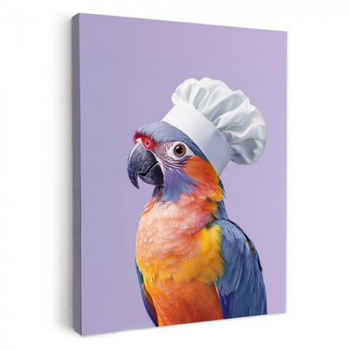 Dipinti su tela - Pappagallo - Cappello da cuoco - Viola - Carino