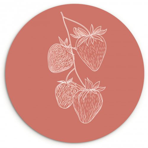 Quadro rotondo - Minimalista - Illustrazione - Fragola - Ramo