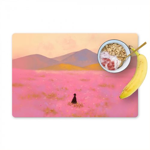 Tovagliette - Prato fiorito - Colline - Silhouette - Rosa