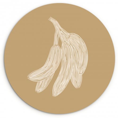 Quadro rotondo - Banane - Beige - Disegno a linee - Minimalista