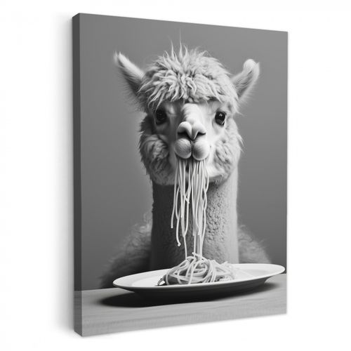 Dipinti su tela - Alpaca - Pasta - Nero - Bianco - Divertente - Animali