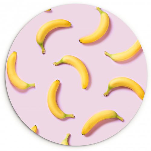 Quadro rotondo - Curva gialla su rosa