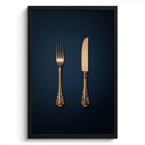 KitchenYeah - Cucina - Cornice per foto - Posate - Blu scuro - Oro