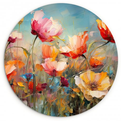 Quadro rotondo - Esplosione di colori in fiore