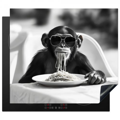 Protezione piano induzione - Scimmia - Spaghetti - Occhiali da sole - Bianco e nero - Cool - Animale