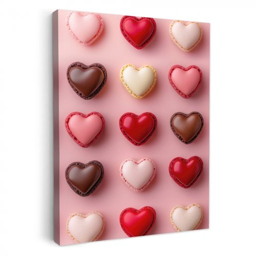 Dipinti su tela - Amaretti - Cuori - Colorati - Rosa