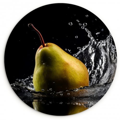 Quadro rotondo - Pera - Frutta - Acqua - Nero