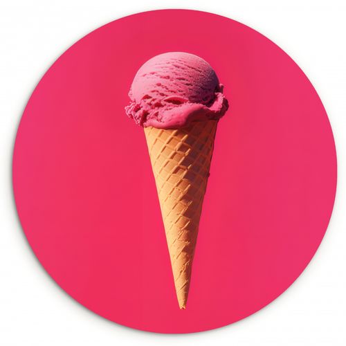 Quadro rotondo - Paletta per gelato - Rosa - Corno