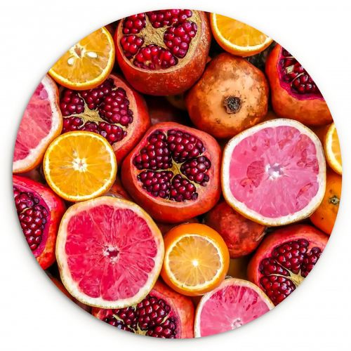 Quadro rotondo - Mosaico di agrumi e melograno