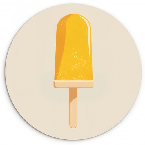 Quadro rotondo - Gelato all'arancia - stecco - acqua