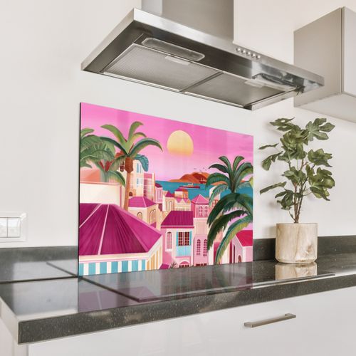 Parafango in alluminio - Città - Rosa - Palme