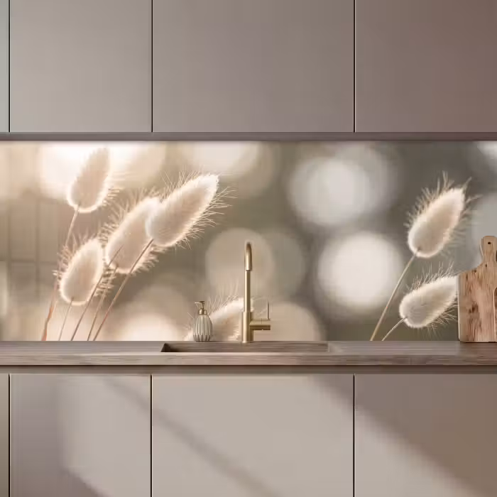 Schienale cucina - Erba a coda di castoro - Bianco - Luce solare