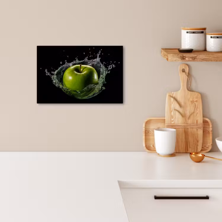 Dipinti su tela - Mela - Verde - Frutta - Acqua - Nero — 2