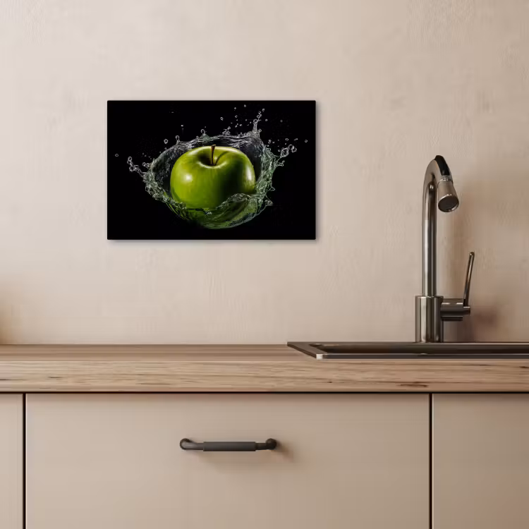 Dipinti su tela - Mela - Verde - Frutta - Acqua - Nero — 3