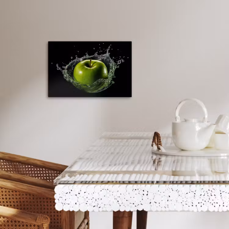 Dipinti su tela - Mela - Verde - Frutta - Acqua - Nero — 4