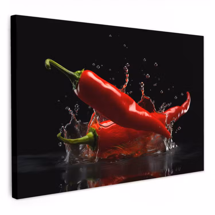 Dipinti su tela - Pepe - Rosso - Nero - Acqua - Vegetale — 1