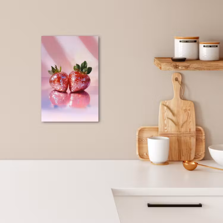 Dipinti su tela - Disco - Frutta - Glitter - Fragola — 2