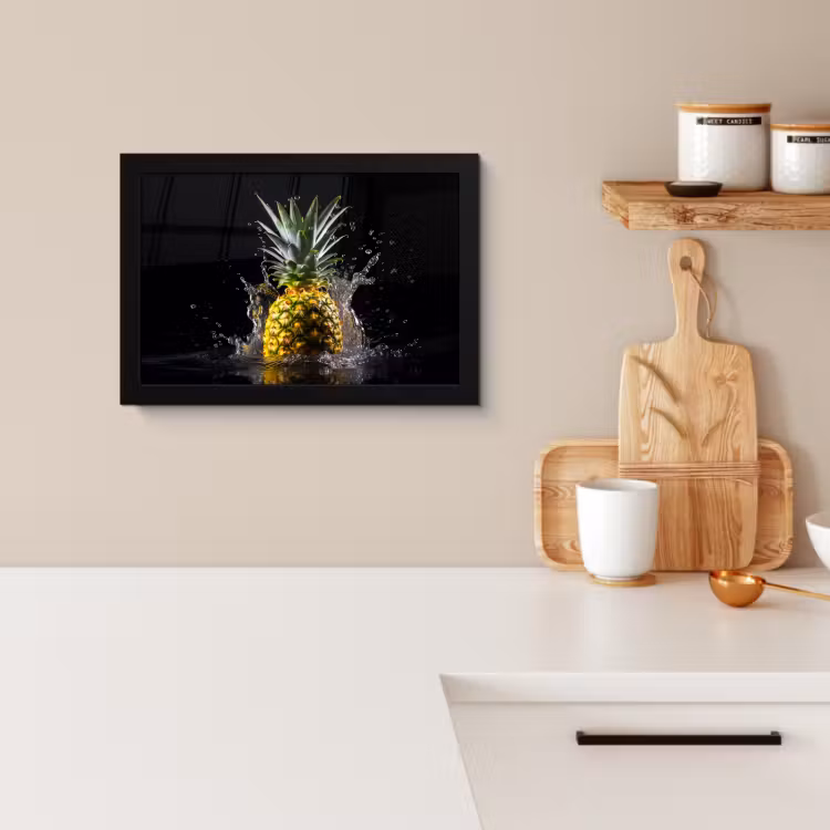 KitchenYeah - Cucina - Cornice per foto - Ananas - Frutta - Acqua - Piante - Nero — 2