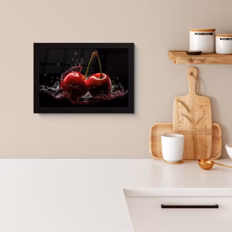 KitchenYeah - Cucina - Cornice per foto - Ciliegia - Rosso - Frutta - Acqua - Nero — 3