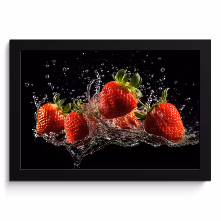 KitchenYeah - Cucina - Cornice per foto - Fragole - Frutta - Rosso - Acqua - Nero — 1