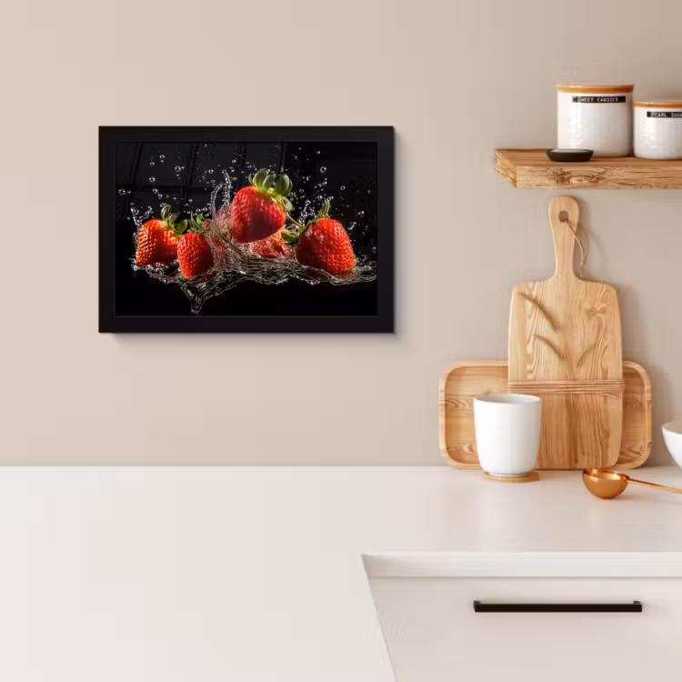 KitchenYeah - Cucina - Cornice per foto - Fragole - Frutta - Rosso - Acqua - Nero — 2