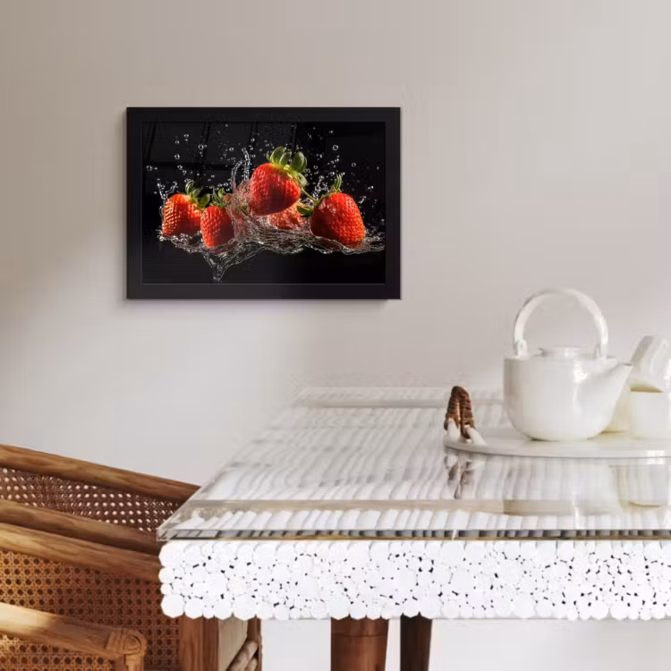 KitchenYeah - Cucina - Cornice per foto - Fragole - Frutta - Rosso - Acqua - Nero — 3