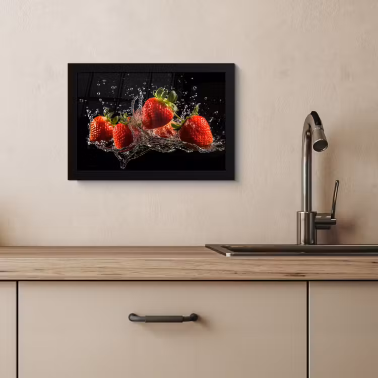 KitchenYeah - Cucina - Cornice per foto - Fragole - Frutta - Rosso - Acqua - Nero — 4