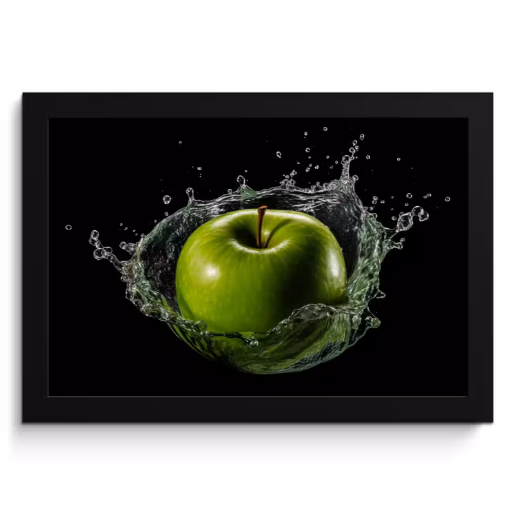 KitchenYeah - Cucina - Cornice per foto - Mela - Verde - Frutta - Acqua - Nero — 1